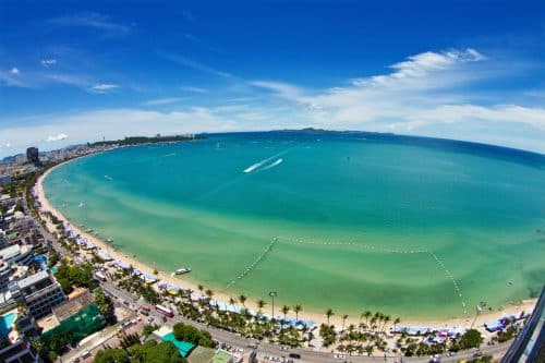 Pattaya beach and city bird eye view, Thailand