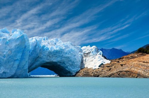 Bridge of ice in Perito Moreno glacier, patagonia, Argentina.