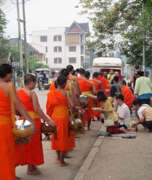 Laos alms giving ceremony